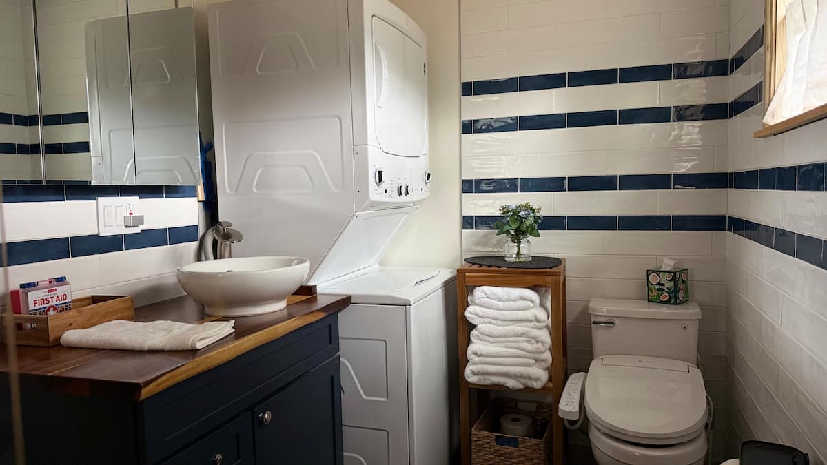Bright bathroom with heated bidet seat