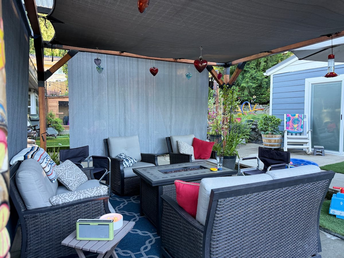 Covered garden patio seating