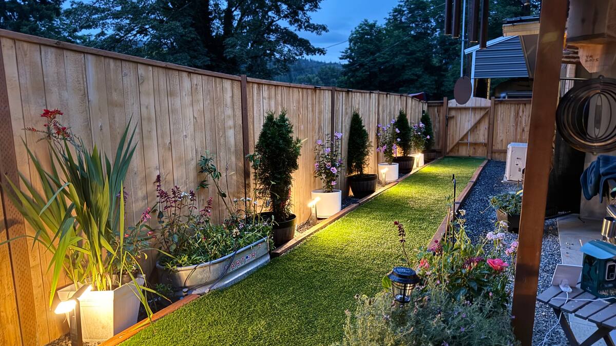 Peaceful garden lighting at dusk