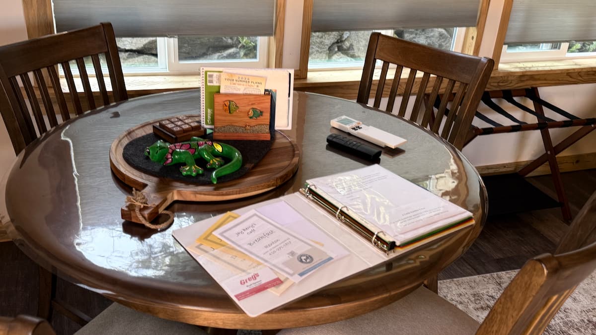 Welcome table set for arriving guests